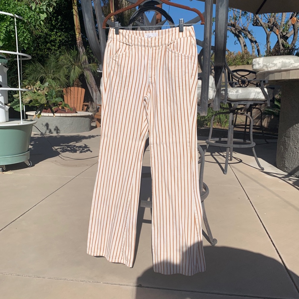 Anthropologie Orange and Cream Striped Pants Jeans - Picture 5 of 7